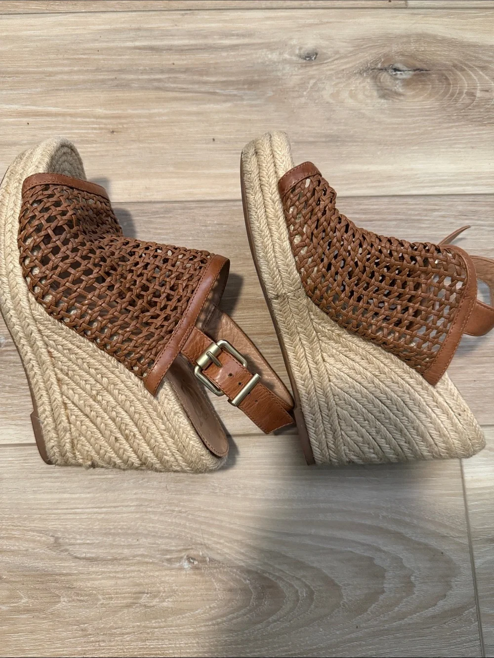 Vince Camuto Tan Woven Espadrille Slingback Wedges
